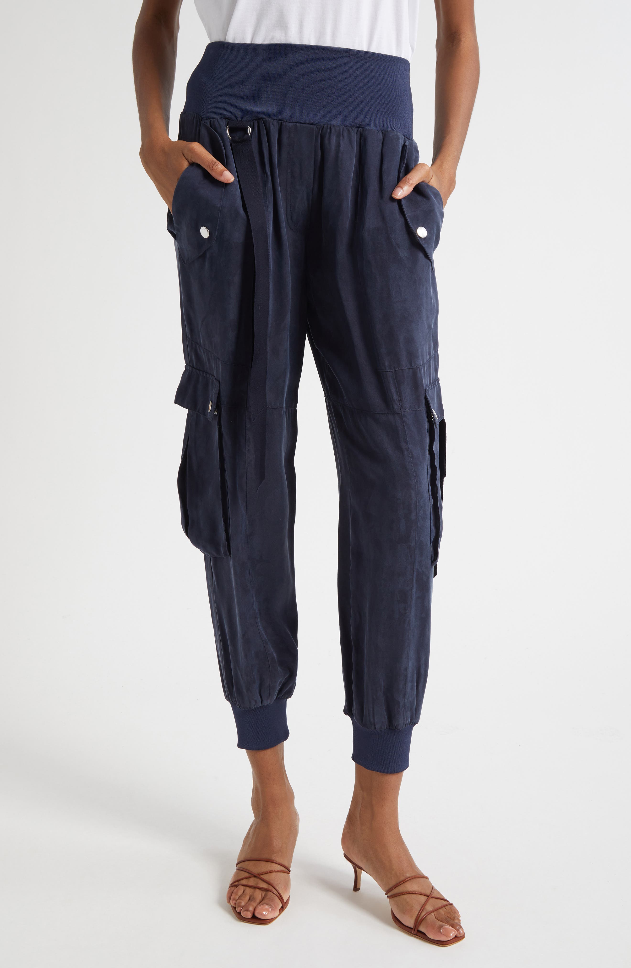 Harmony Washed Satin Twill Cargo Parachute Pants