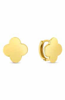 14k Gold Clover Huggie Hoop Earrings