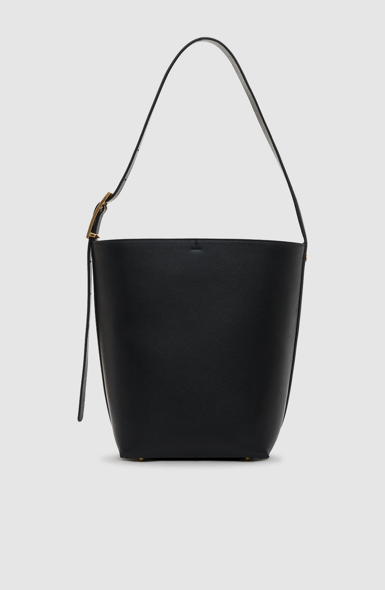 ANINE BING Elly Bucket Bag Grained Leather, Alternate, color, Black