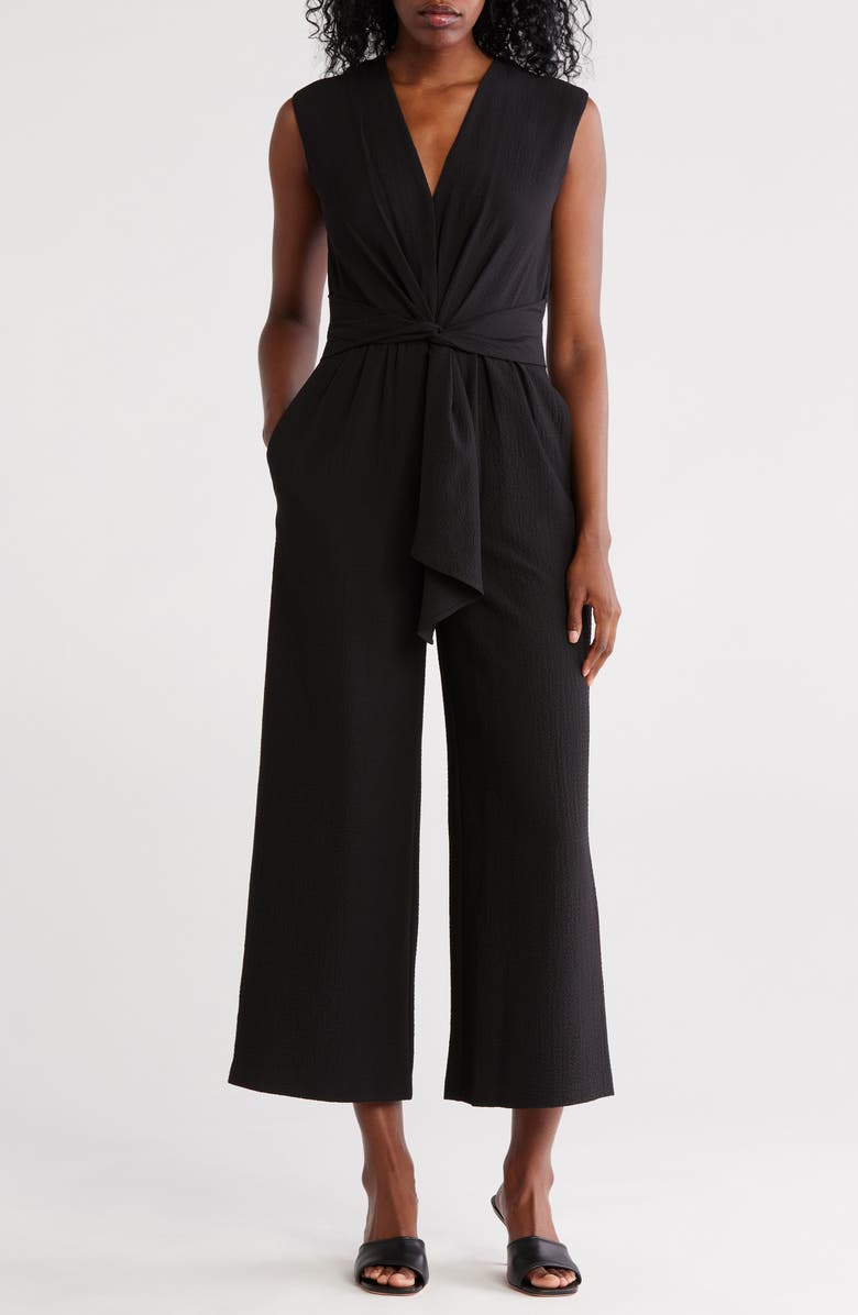 Calvin Klein Knot Front Gauze Jumpsuit, Main, color,