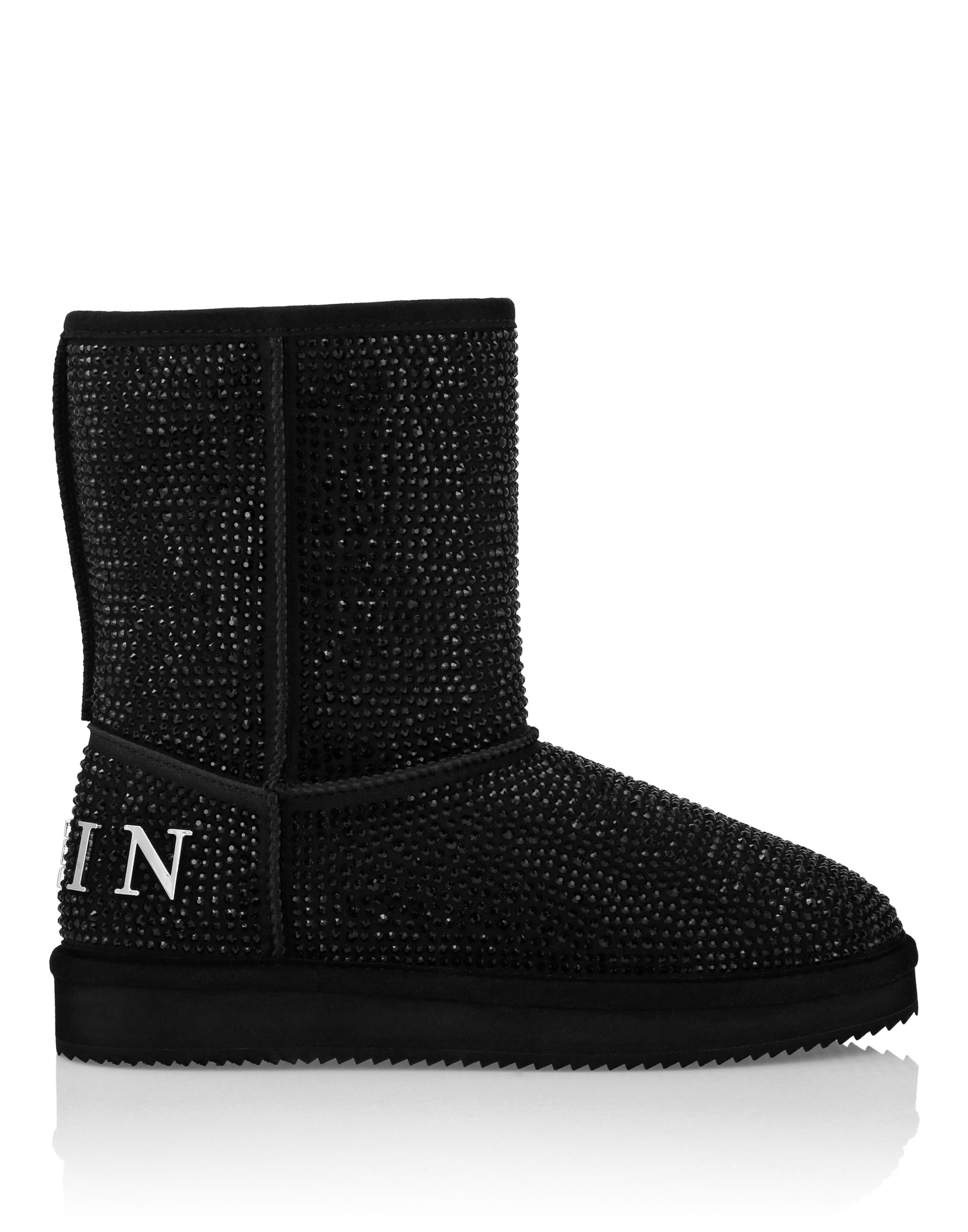 Mid Flat Boots Stones Women, Alternate, color, black