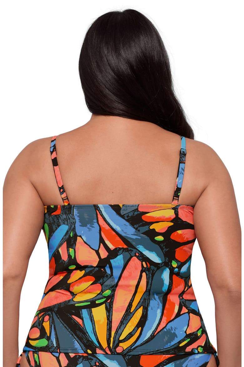 Supportive and Sculpting Classic Shirred-Front Tankini Swimsuit Top, Alternate, color, Winging It