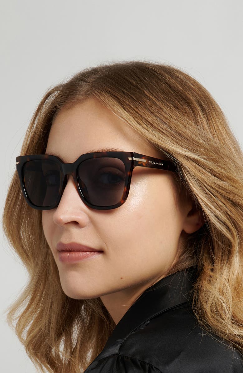 Victoria Beckham 53mm Square Sunglasses, Alternate, color, Brown Havana/ Grey