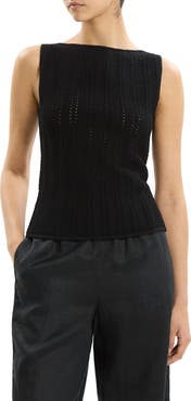 Theory Pointelle Rib Knit Boat Neck Tank