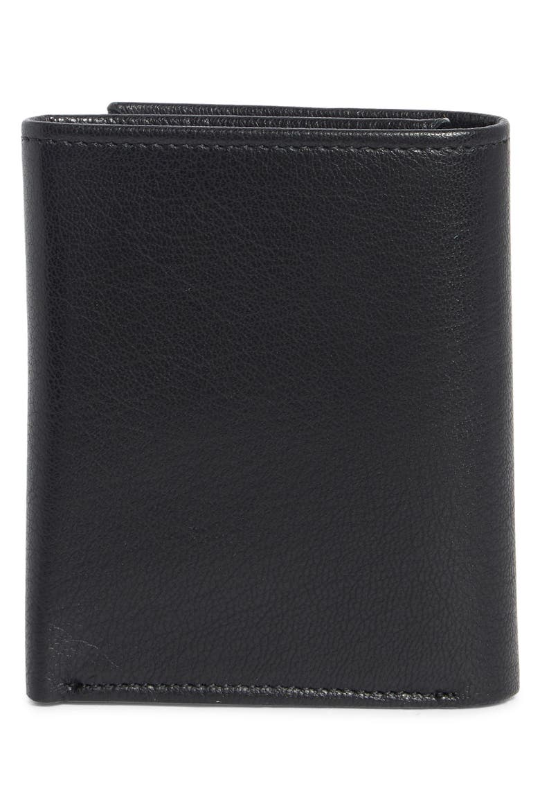 Embossed Logo Trifold Wallet, Alternate, color, BLACK