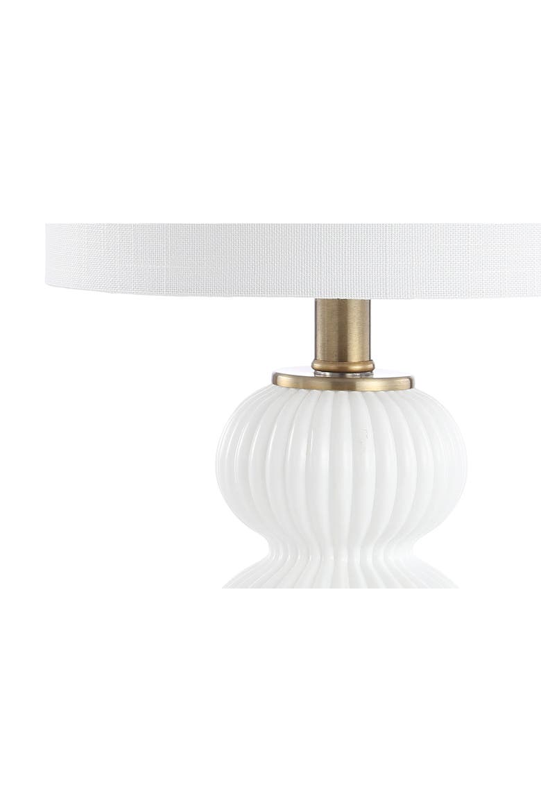 Daphne Ribbed Metal/Glass LED Table Lamp, Alternate, color, White/Brass Gold