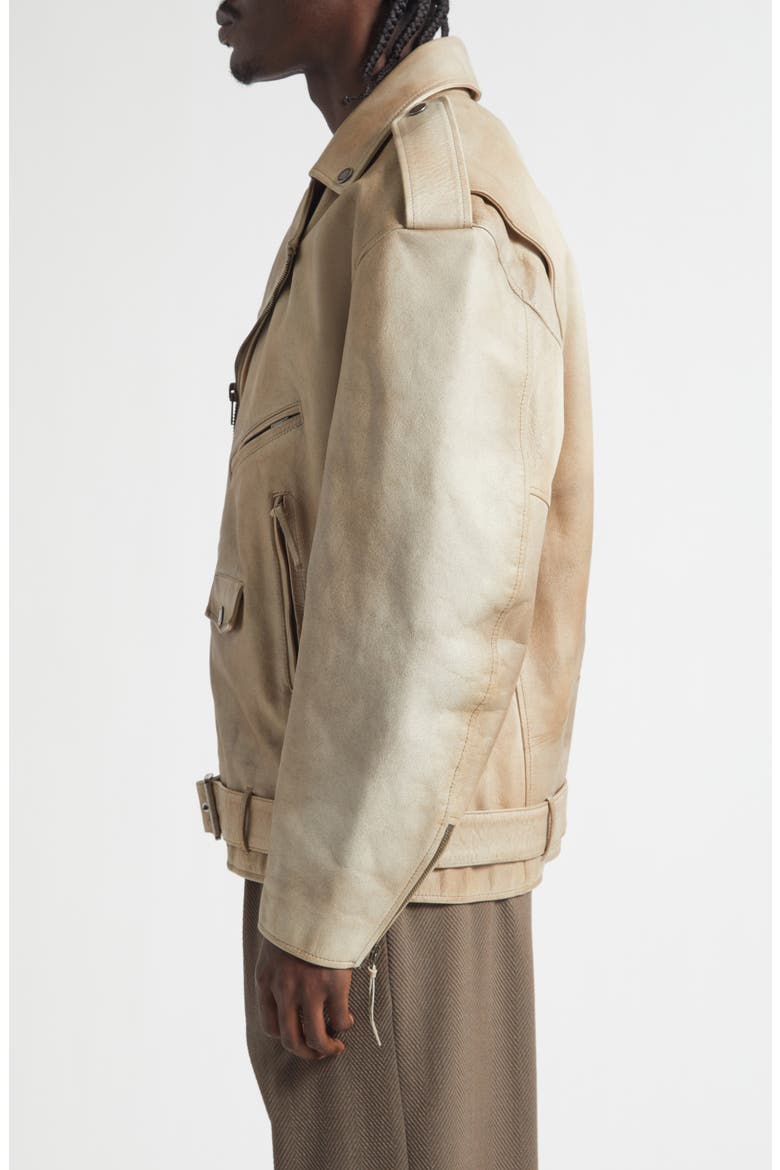 Gender Inclusive Journey Leather Jacket, Alternate, color, MELLOW BUFF