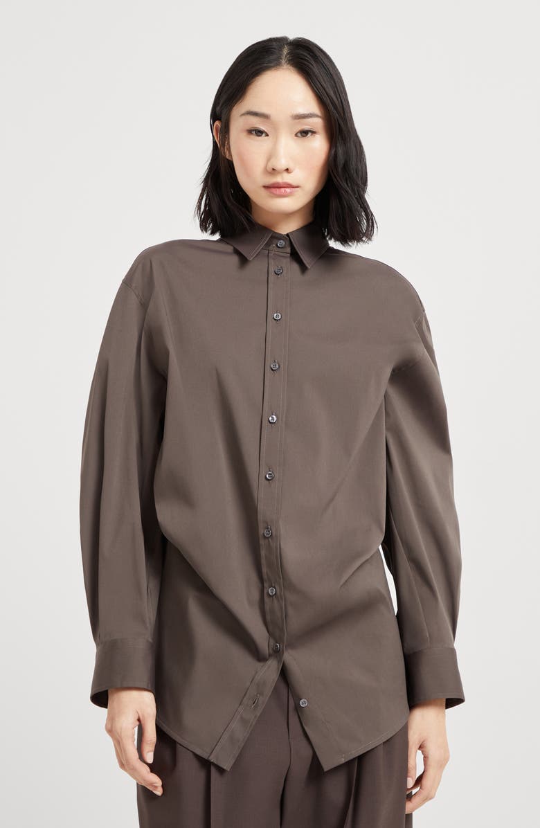Brunello Cucinelli Stretch poplin shirt, Alternate, color, Chocolate