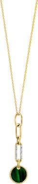 EFFY 14K Yellow Gold Diamond & Malachite Disc Y-Necklace