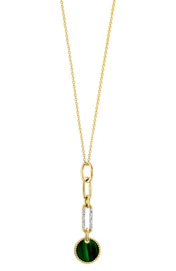Effy 14k Yellow Gold Diamond & Malachite Disc Y-necklace In Green