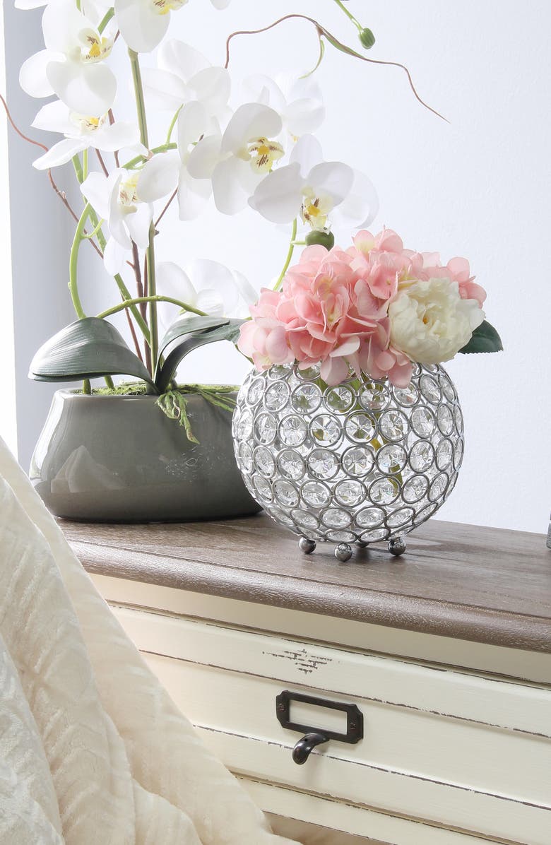 LALIA HOME Elipse Crystal Circular Bowl Candle Holder, Alternate, color, Chrome