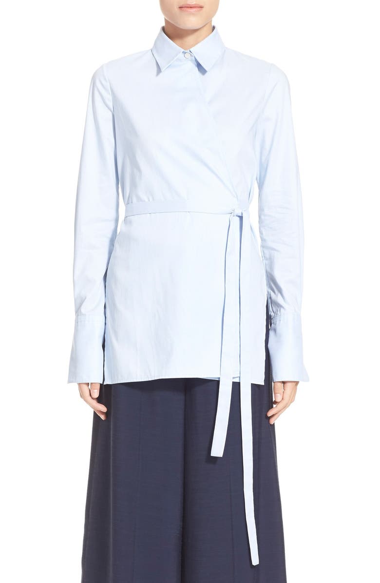 Rosetta Getty Stripe Cotton Broadcloth Wrap Shirt, Main, color, 