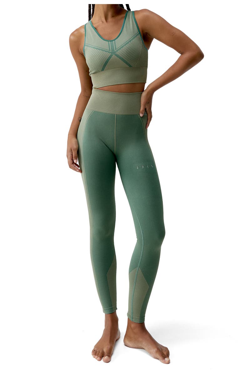Born Living Yoga Buddha Medium Support Seamless Sport Top, Alternate, color, Deep Green/Grain