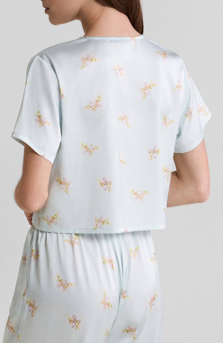 Etam Solia Floral Short Sleeve Pajama Top, Alternate, color, Printed Green Blue