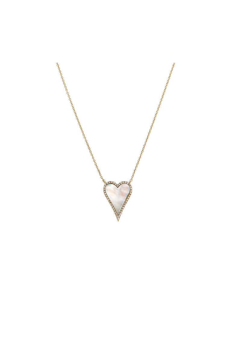 BY ADINA EDEN Small Diamond Outlined Colored Stone Heart Necklace 14K, Main, color,