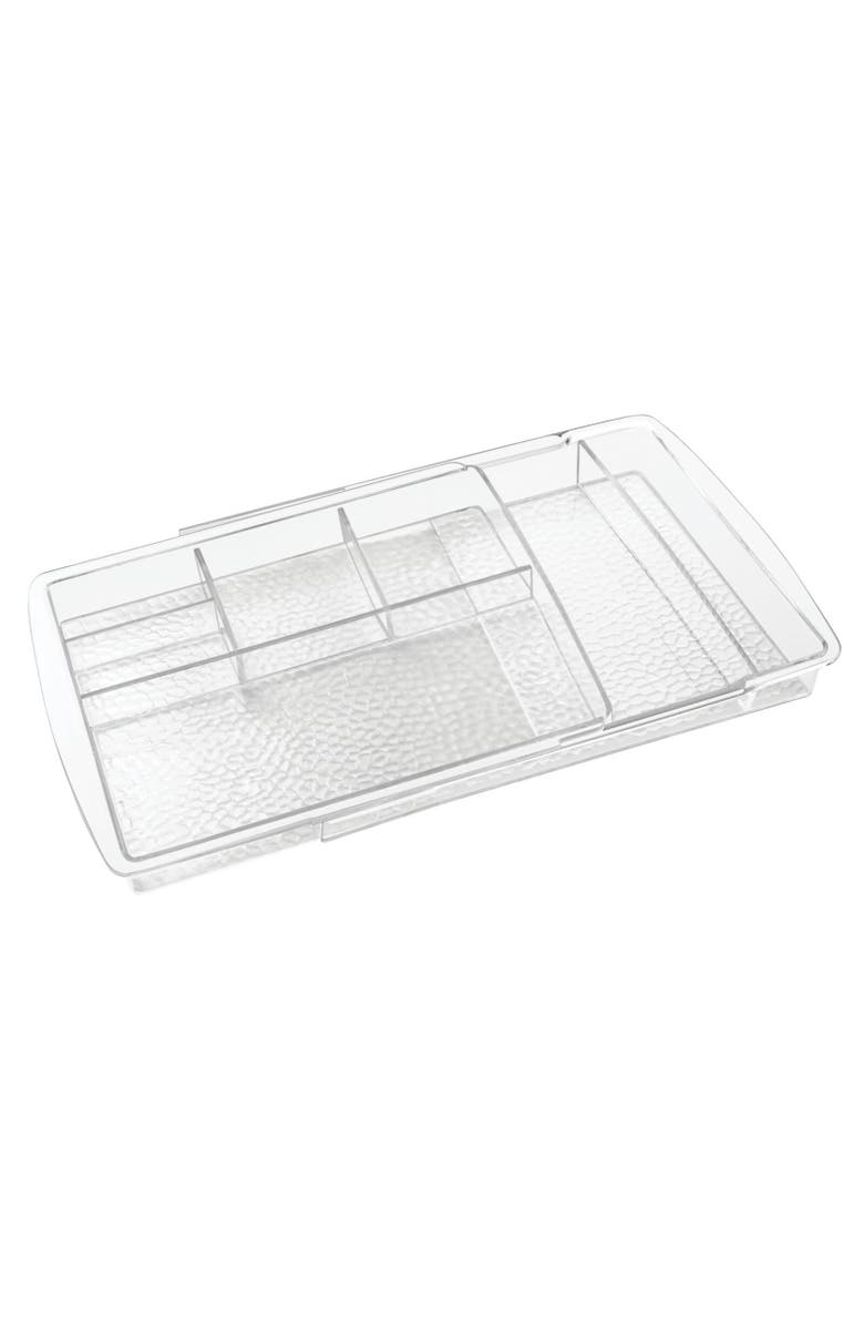 mDesign Expandable Makeup Organizer Tray for Bathroom Drawers, Main, color, Clear