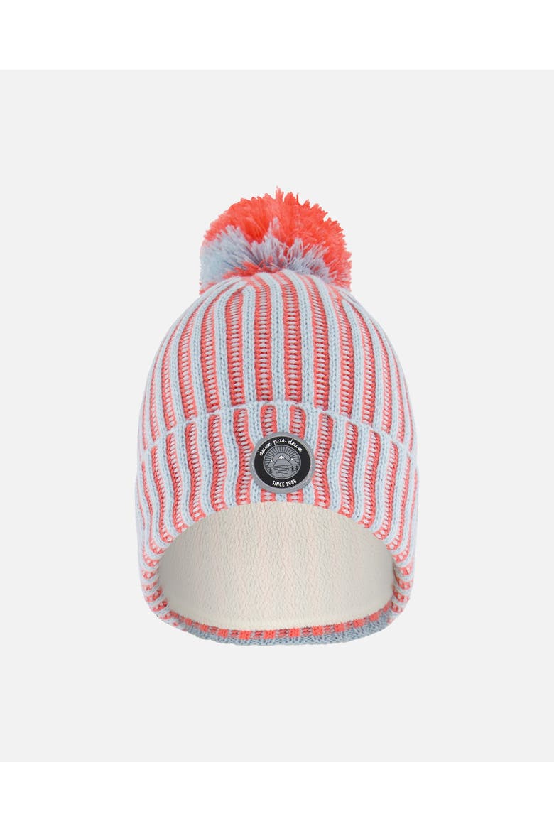 Girl's Knit Hat Air Blue And Coral, Main, color, Blue And Coral Stripes