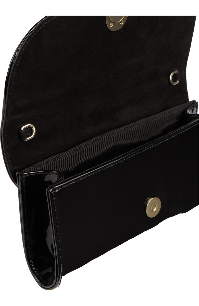 LK Bennett Florence Curve Flap Leather Clutch, Alternate, color,