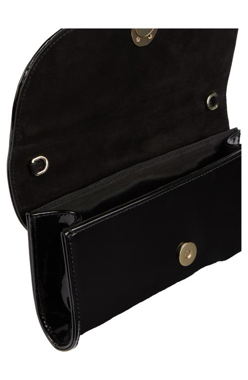 Lk Bennett Florence Curve Flap Leather Clutch In Black