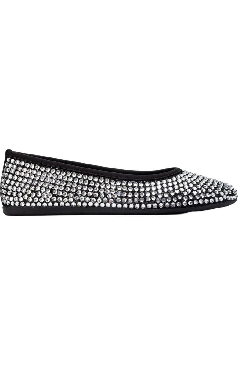 Prologue Shoes Runway Mesh Embellished Ballet Flat, Alternate, color, Black Faux Leather