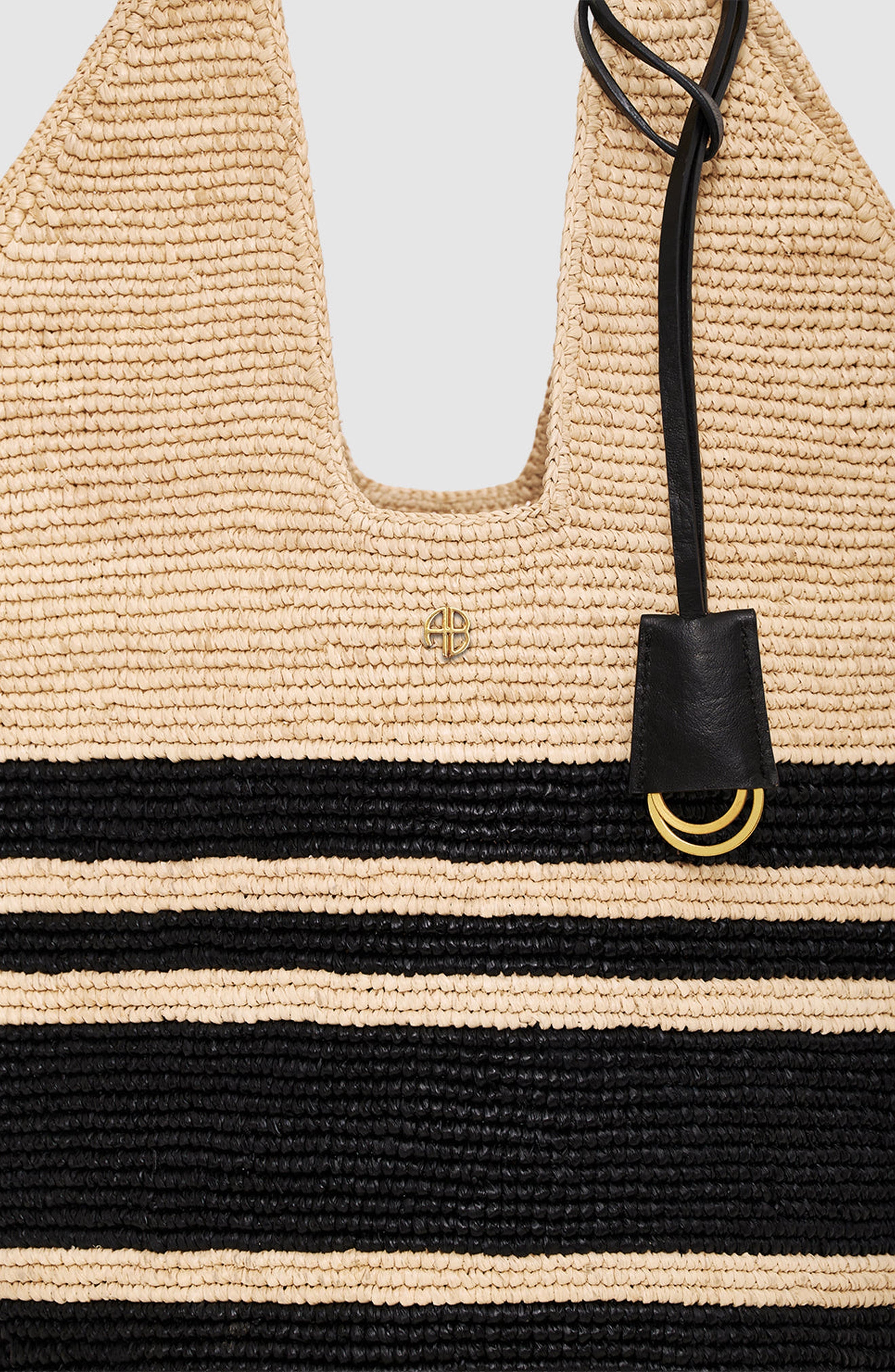 Leah Logo Hobo Bag, Alternate, color, Black And Natural Stripe