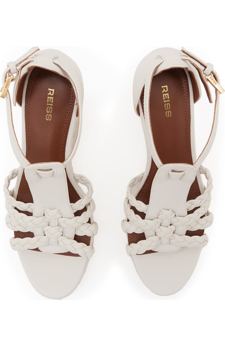 Reiss Frances Braided Wedge Ankle Strap Sandal, Alternate, color, White