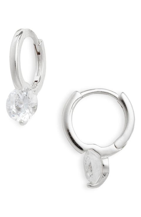 Talis earrings cubic zirconia one drop huggies main image 1