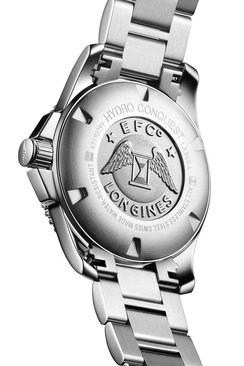 HydroConquest Bracelet Watch, 44mm, Alternate, color, BLACK