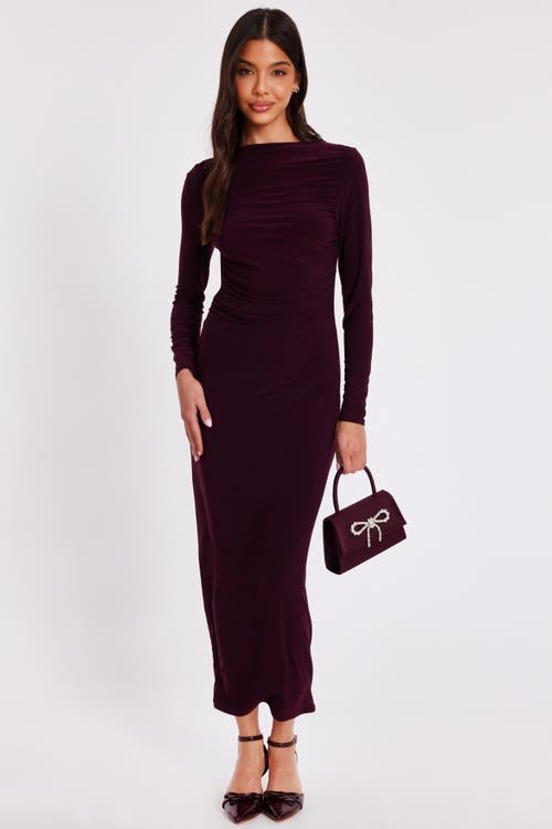 Quiz Ity Long Sleeve Maxi Dress In Purple