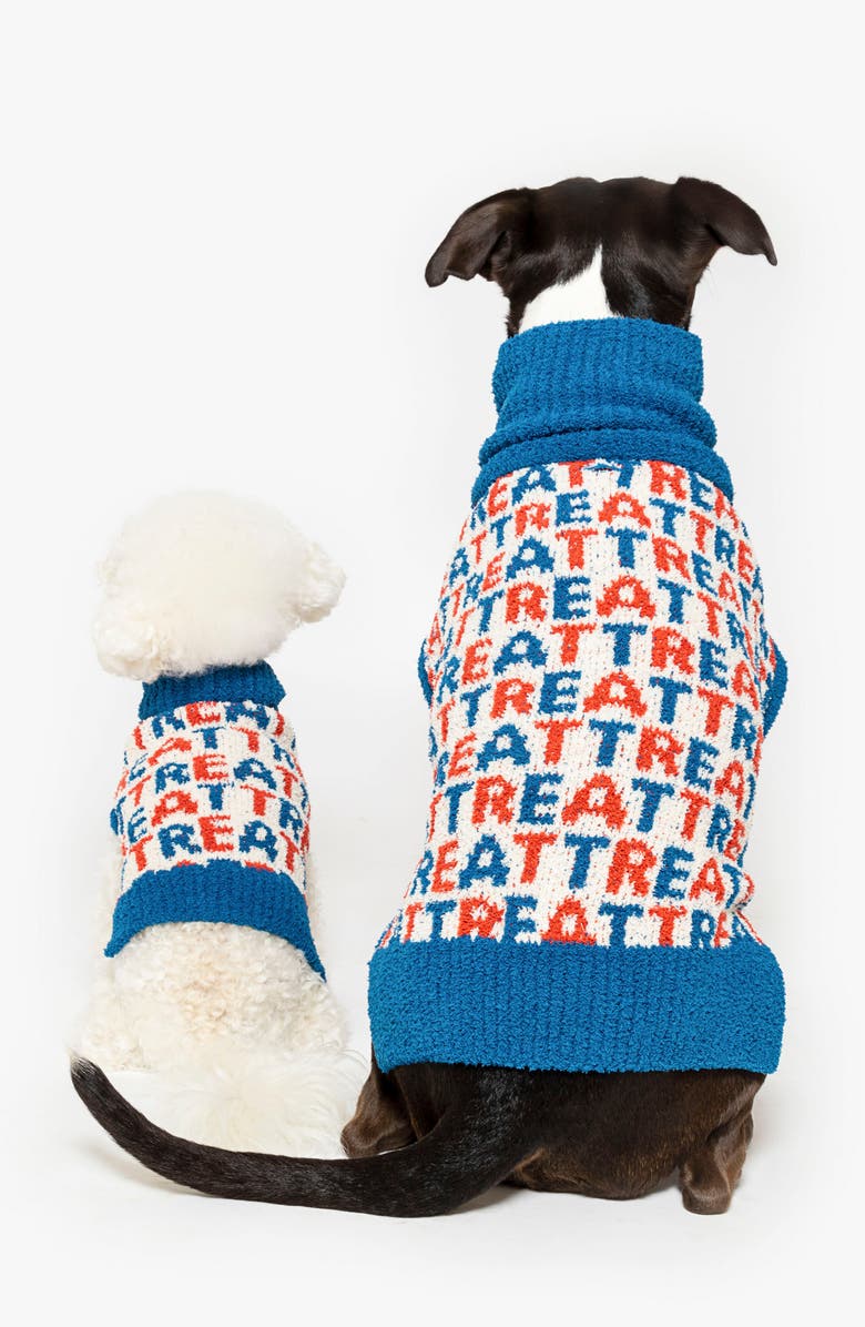 the furryfolks Treat Turtleneck Pet Sweater, Alternate, color, Blue