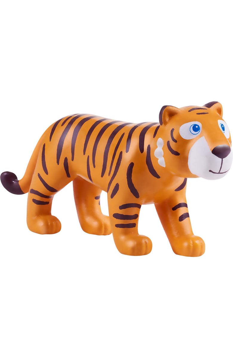 HABA Little Friends Tiger - 4" Chunky Plastic Zoo Animal Toy Figure, Main, color, Orange Multi