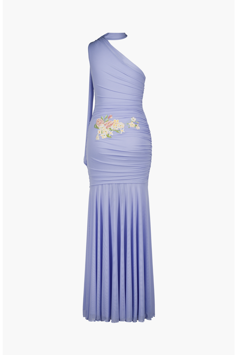 Alba Floral Embroidered Mesh Dress, Alternate, color, Periwinkle