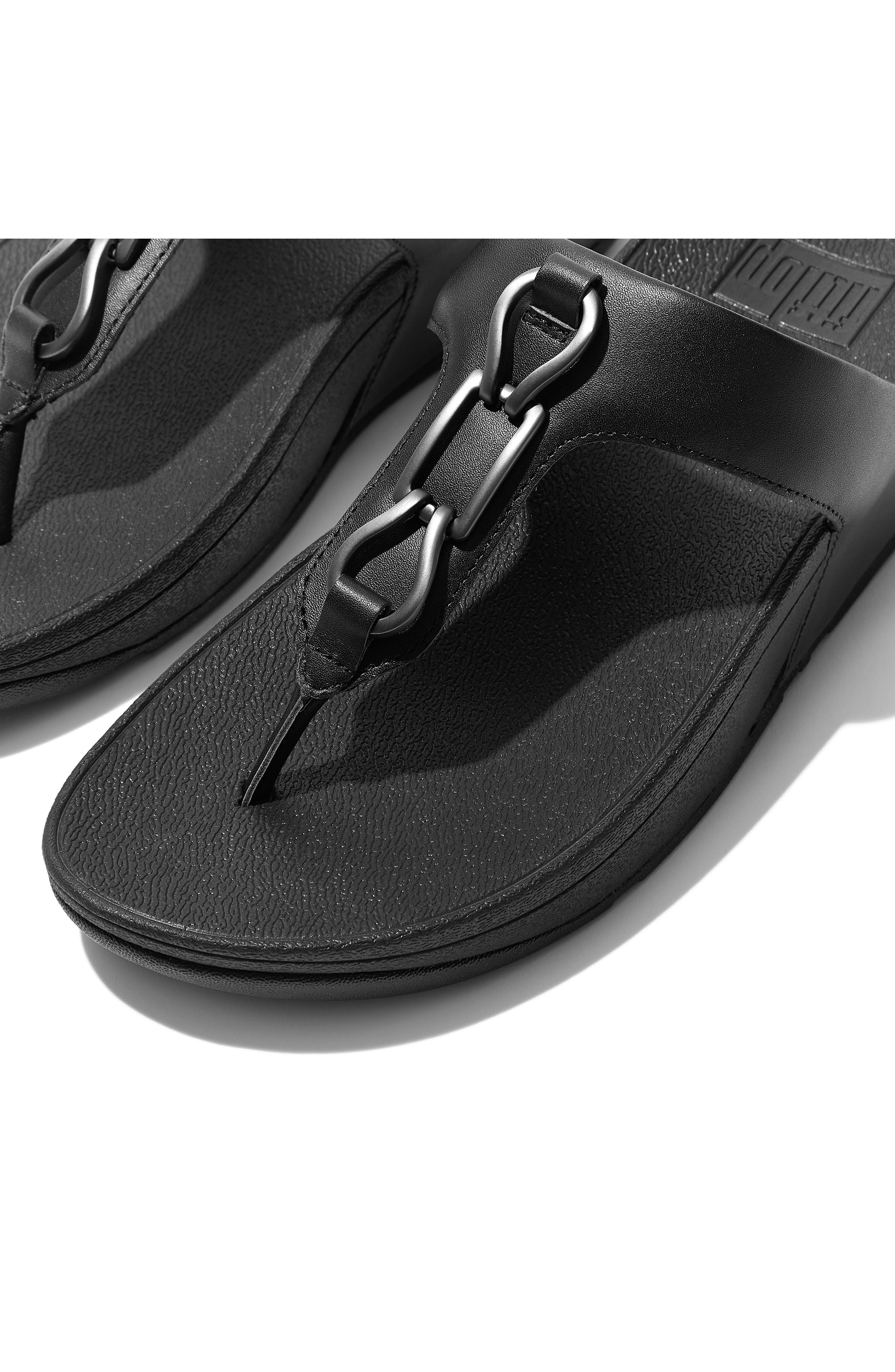 Hallye Leather Flip Flop, Alternate, color, ALL BLACK