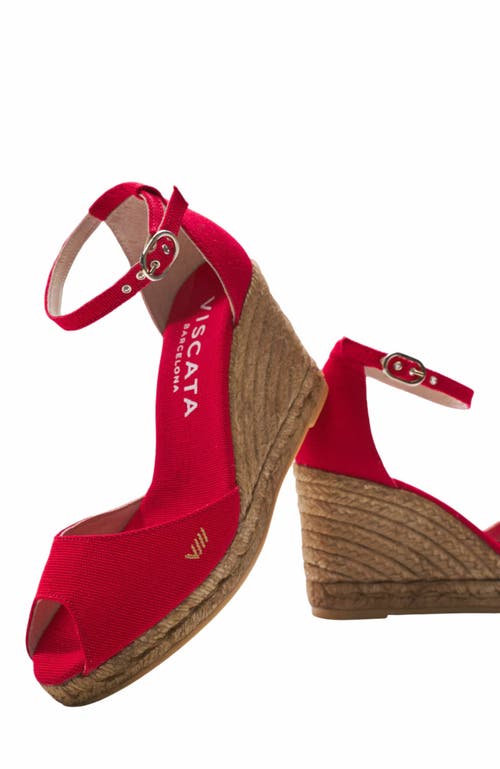 Viscata Aiguafreda Canvas Espadrille Sandal Wedges In Red