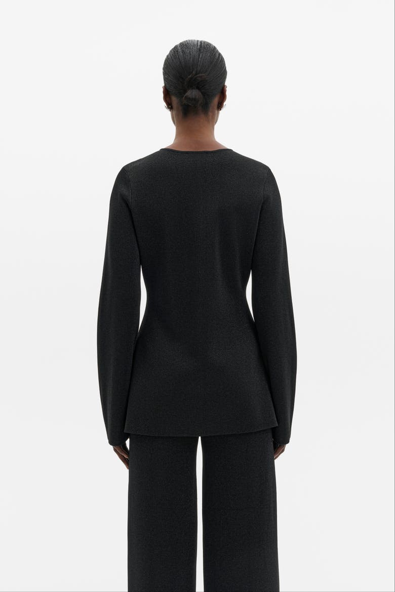 Azra Metallic Milano Knitted Cardigan, Alternate, color, Black