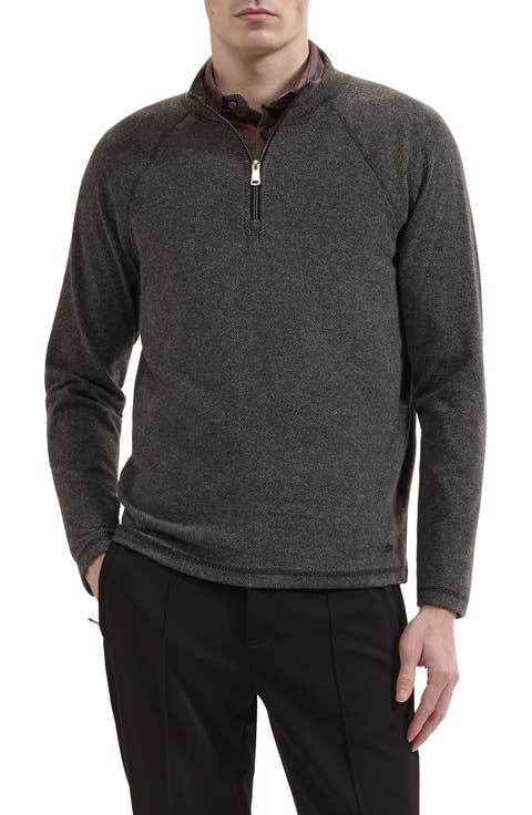 Herringbone Quarter Zip Knit Top