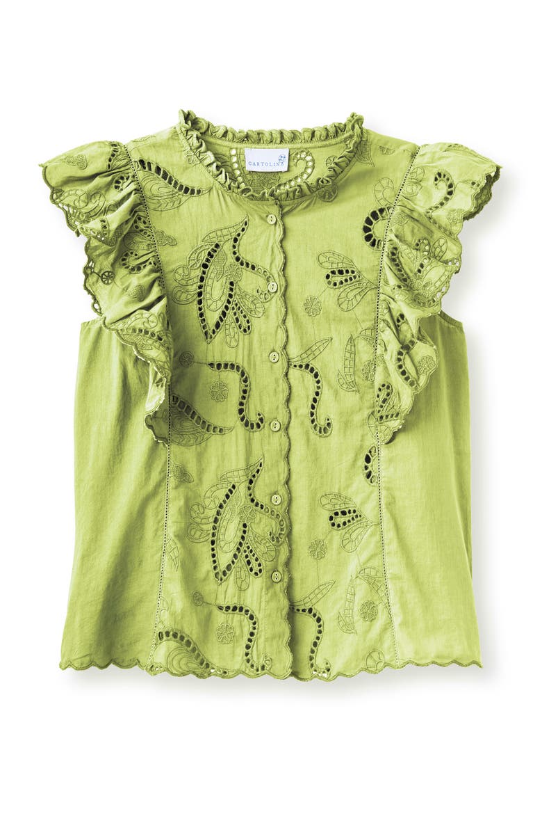 Ashe Eyelet Top, Alternate, color, Chartruese