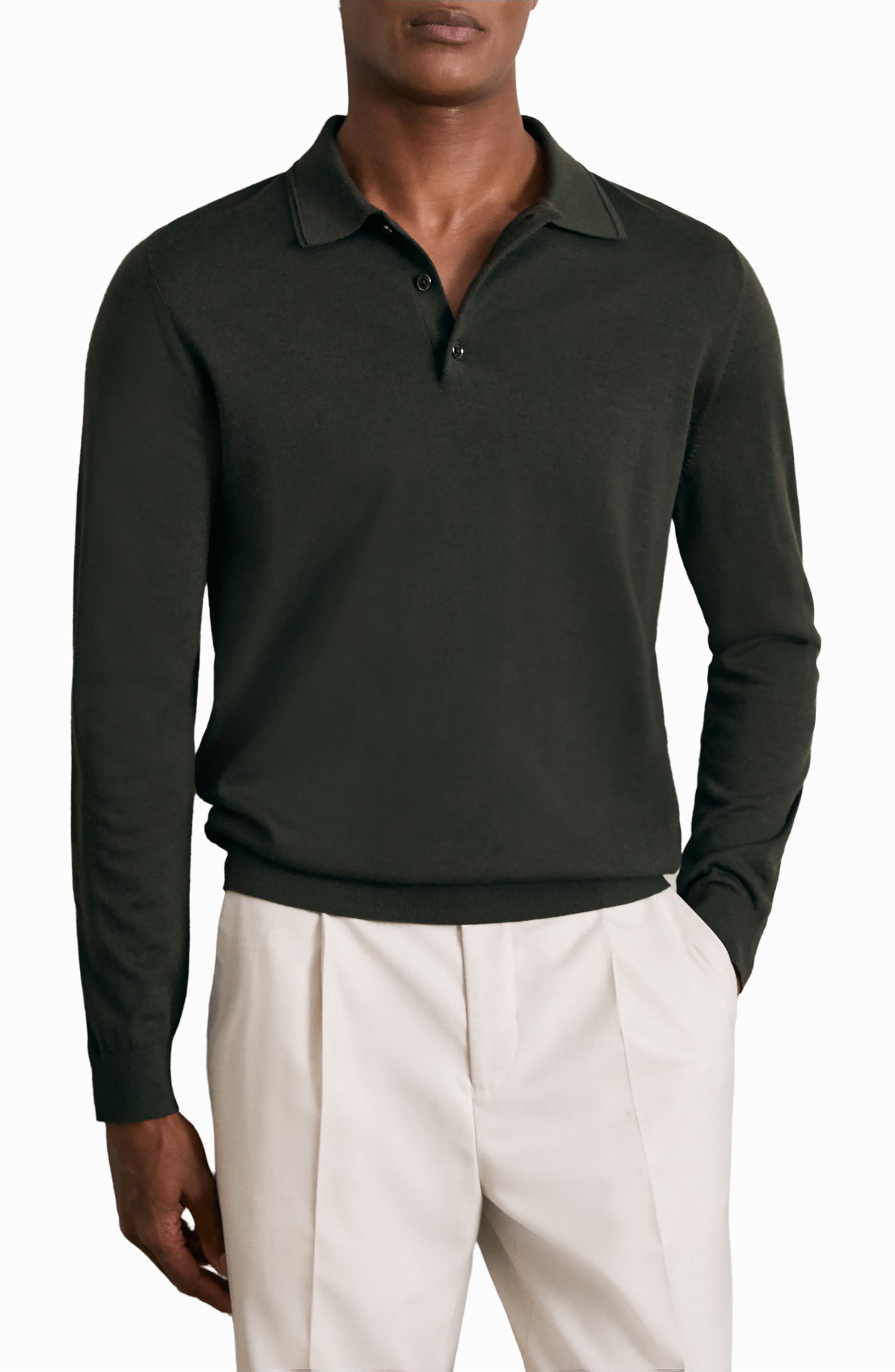 Reiss Trafford Long Sleeve Wool Polo Sweater