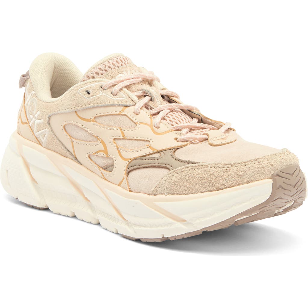Hoka Elite Terrain System Clifton L Sneaker In Oak/sand/alabaster