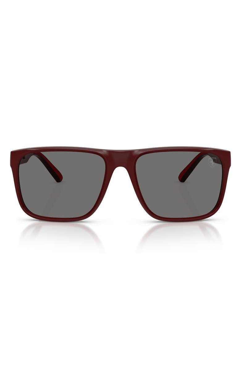 Scuderia Ferrari 59mm Polarized Square Sunglasses, Main, color, Bordeaux Matte / Polar Grey