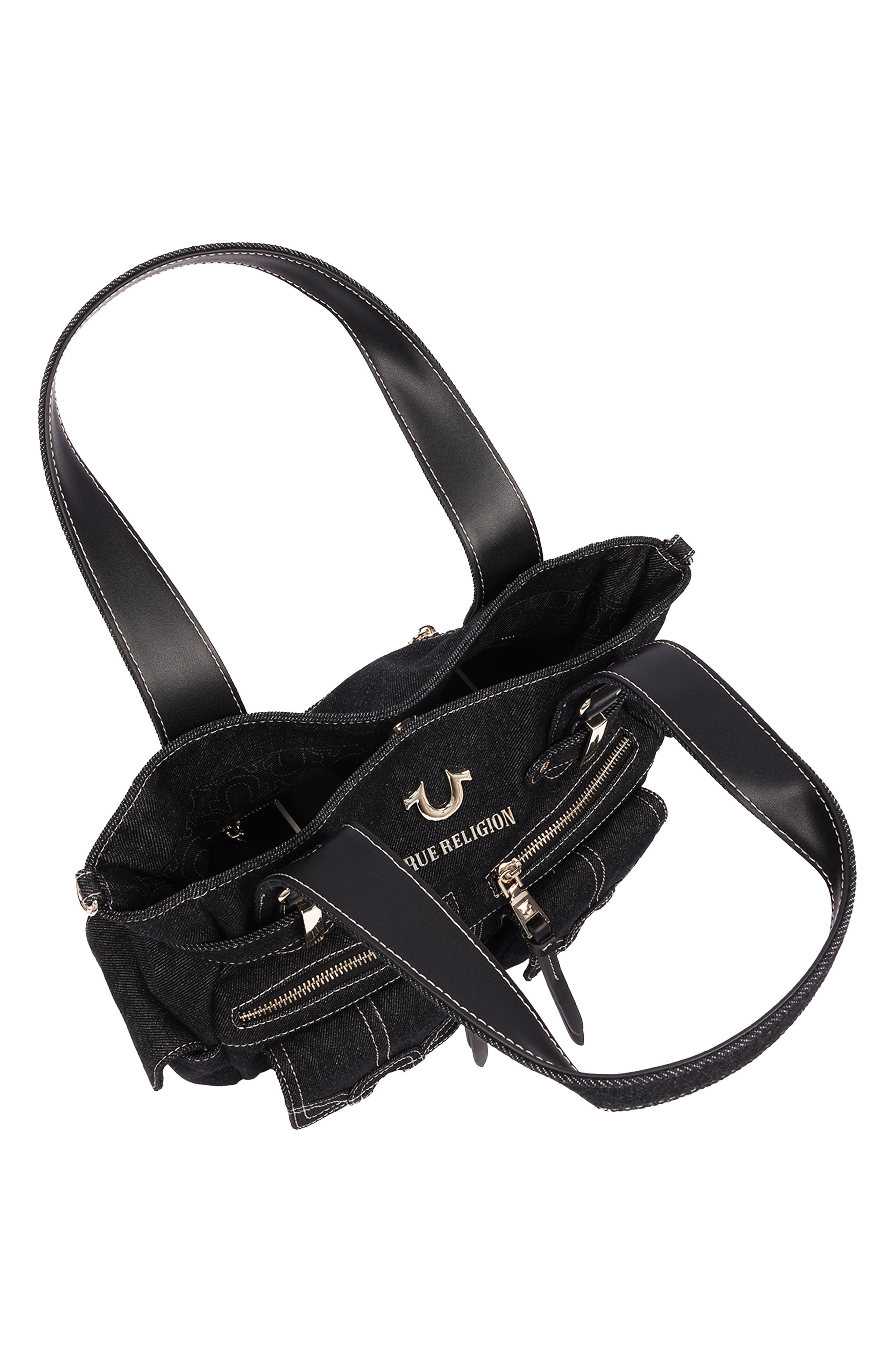 Multi-Pocketed Denim Tote, Alternate, color, BLACK