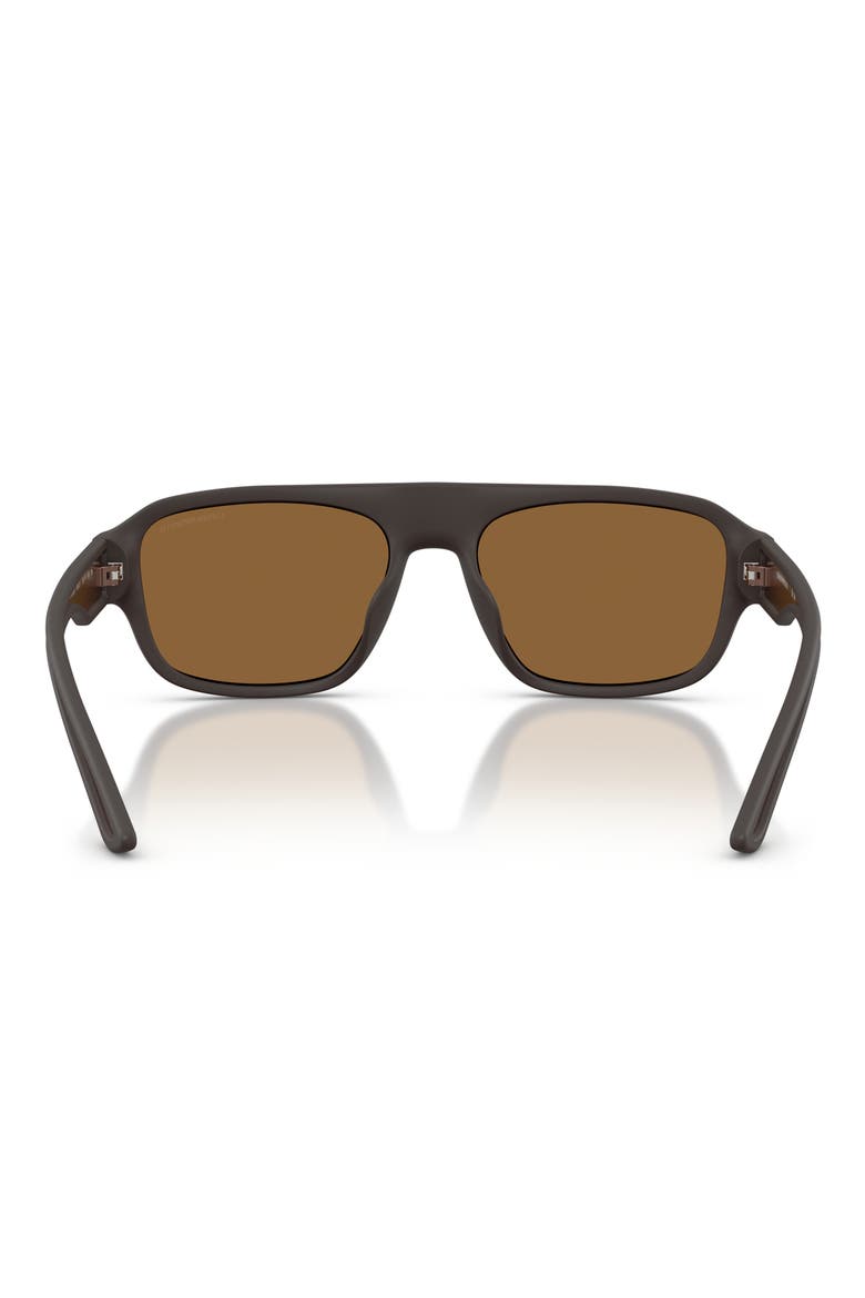 55mm Rectangle Sunglasses, Alternate, color, RUBBERIZED MATTE BROWN / BROWN