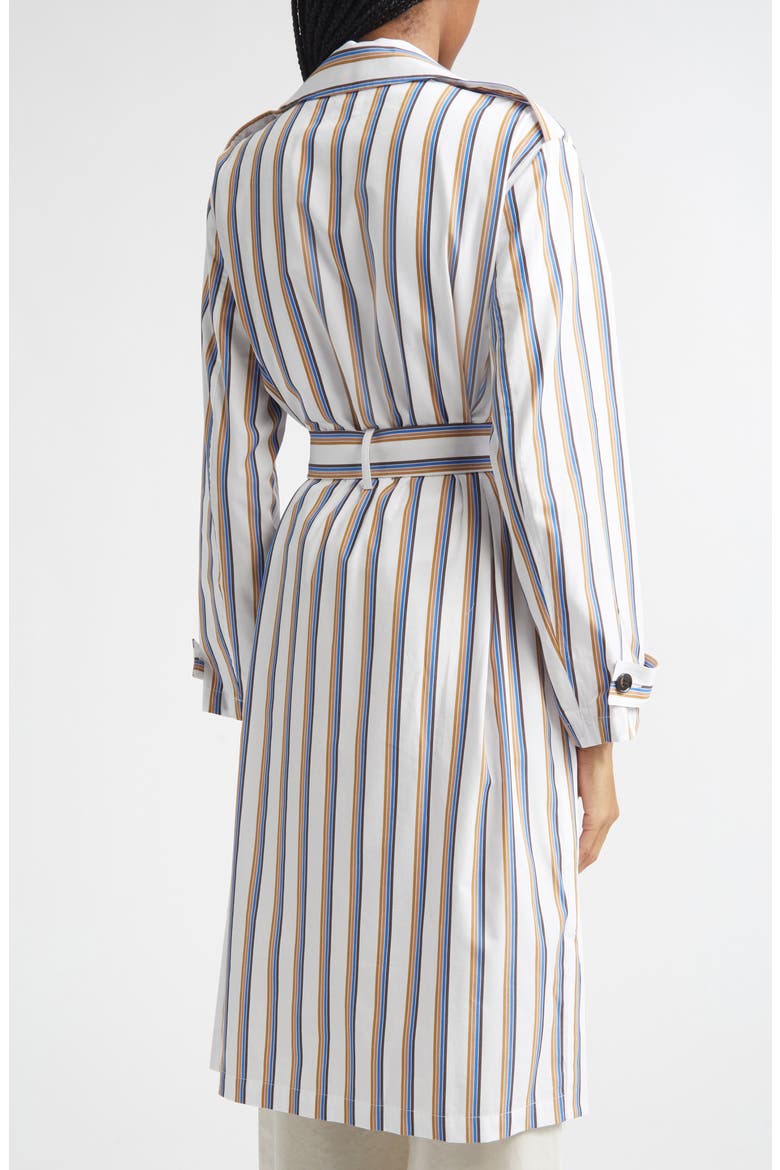 Yoshi Stripe Cotton Blend Trench Coat, Alternate, color, PARCH/CHOCO/BLUE STRIPE