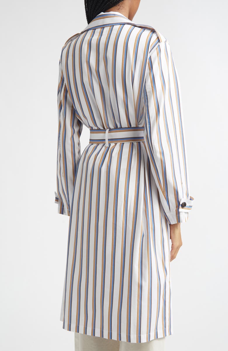 LESET Yoshi Stripe Cotton Blend Trench Coat, Alternate, color, Parch/Choco/Blue Stripe