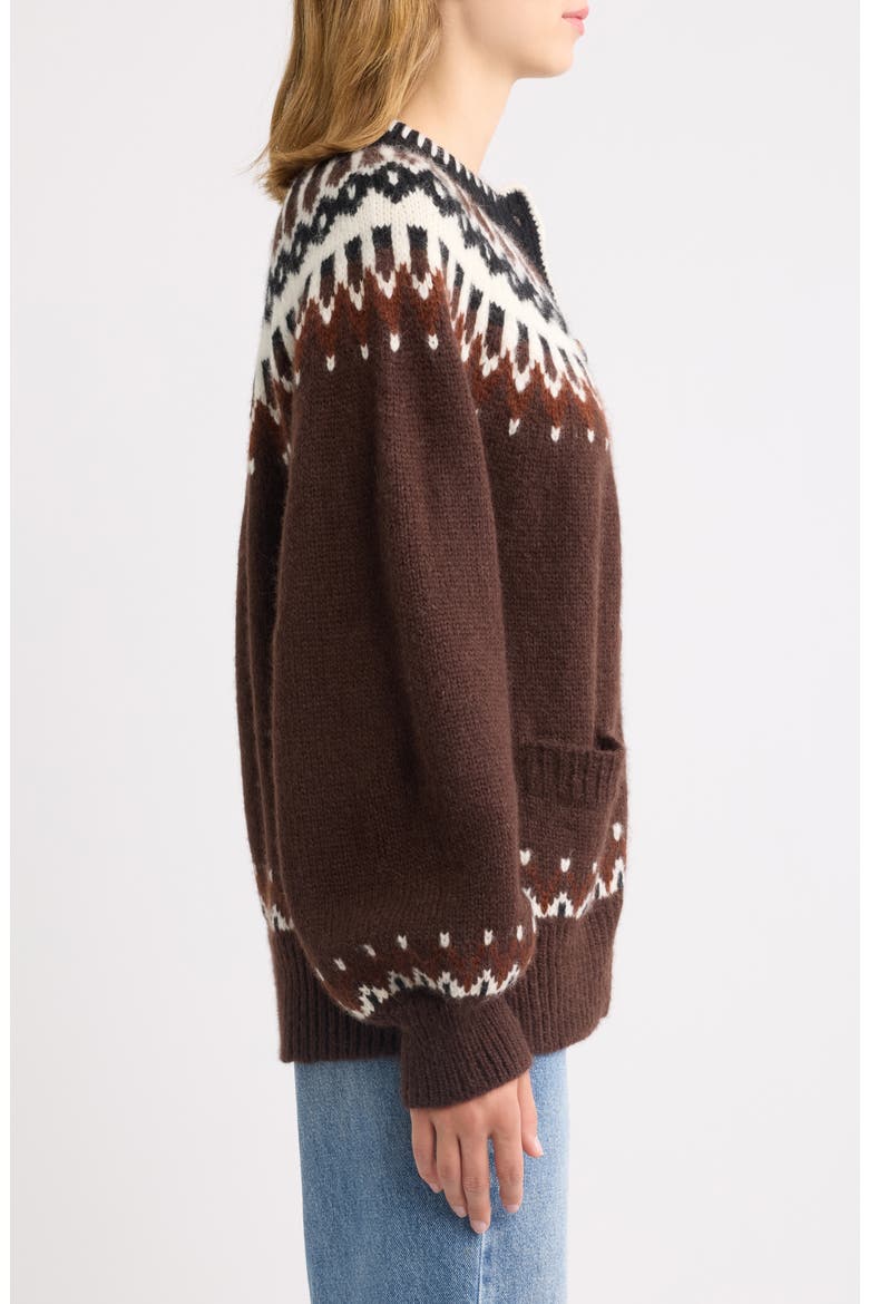 Hue Fair Isle Cardigan, Alternate, color, BRUN ABERDEEN FAIR ISLE