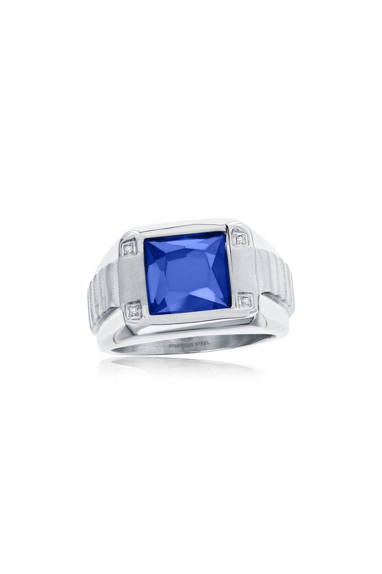Men's Spinel & Cubic Zirconia Signet Ring, Main, color, BLUE
