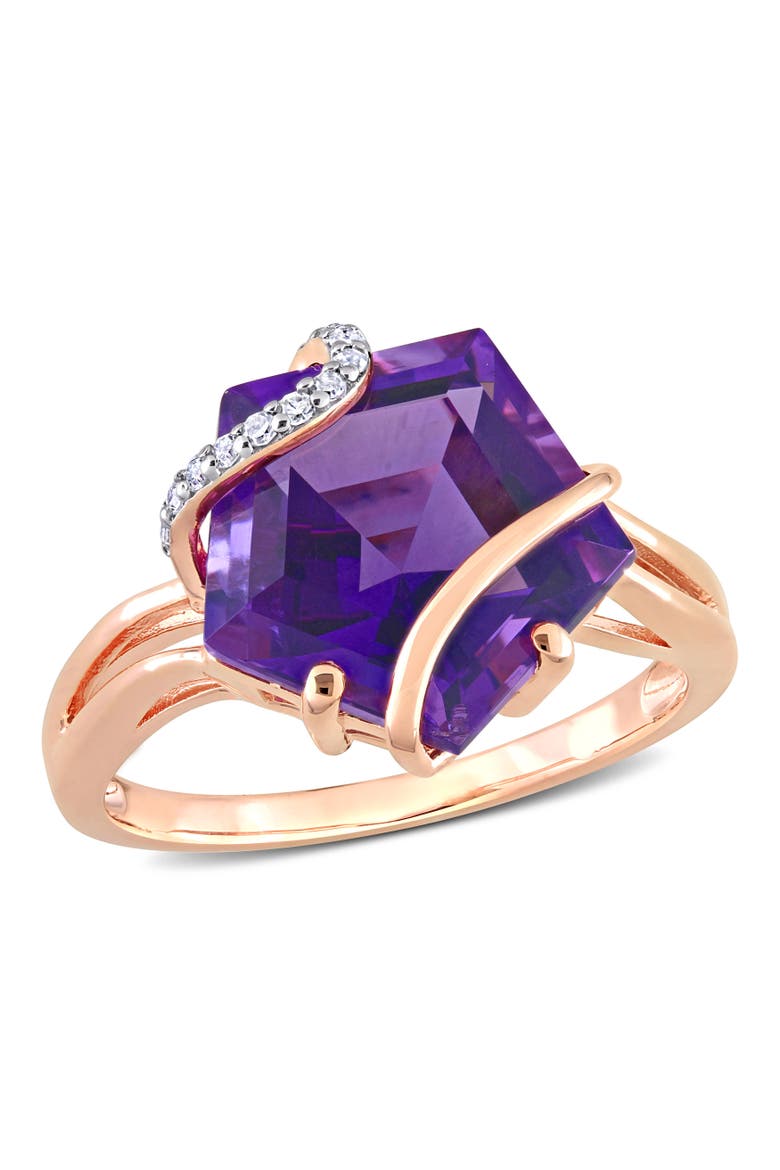 Amethyst & Diamond Accent Swirl Ring, Main, color, Amethyst