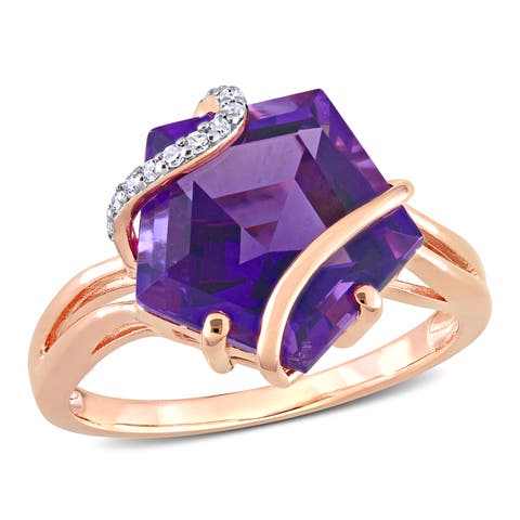 Amethyst & Diamond Accent Swirl Ring