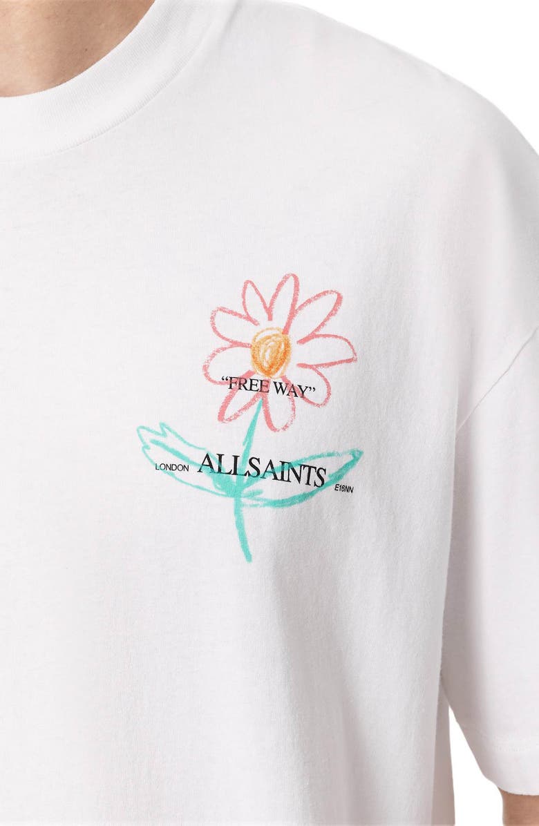 AllSaints Crayo Floral Cotton Graphic T-Shirt, Alternate, color, Ashen White