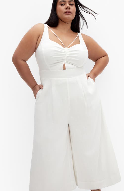 City Chic Ryann Cutout Sleeveless Jumpsuit In Ivory